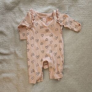 Pink Heart Patterned Baby Romper